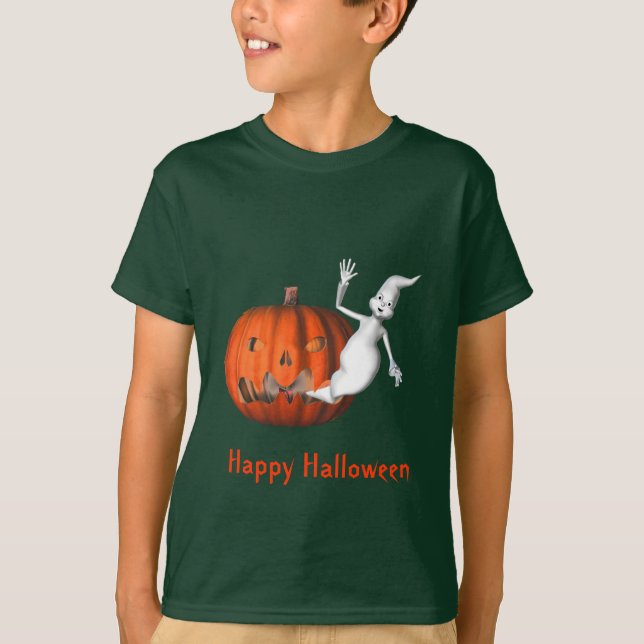 T-shirt Halloween pour les enfants de Ghost Jack-o'-lanter (Devant)