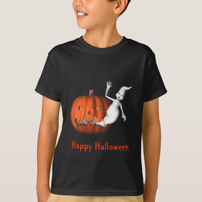 T-shirt Halloween pour les enfants de Ghost Jack-o'-lanter (Devant)