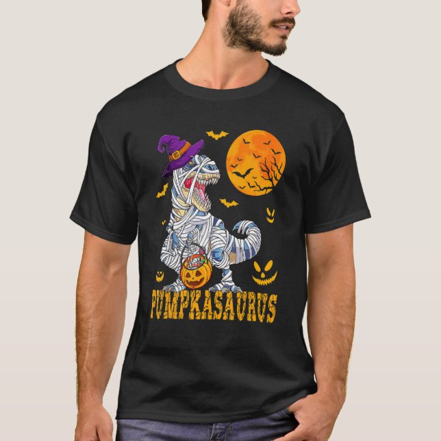 T-shirt Halloween pour les garçons Pumpkasaurus Dinosaur P (Devant)