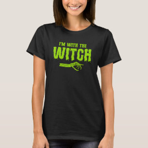 T-shirt Halloween Pour Les Hommes Je suis Avec La Sorcière