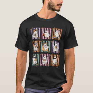 T-shirt Halloween Preppy Enseignant Éffrayant Ghost Trick
