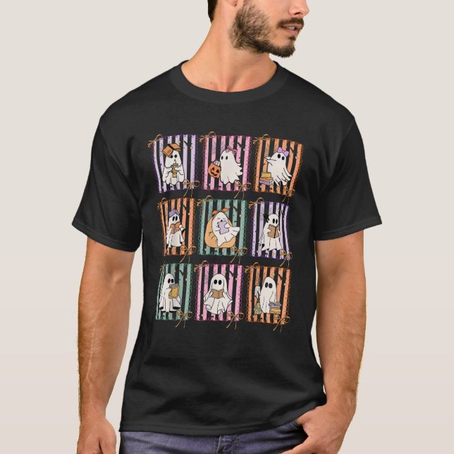 T-shirt Halloween Preppy Enseignant Éffrayant Ghost Trick  (Devant)