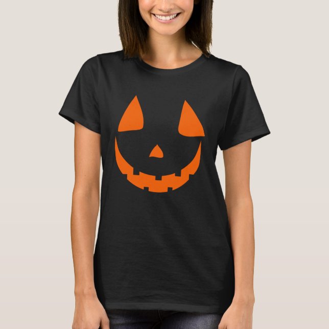 T-shirt Halloween Pumpkin  Happy Face 2021 Women Men Kids (Devant)