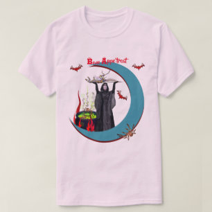 T-shirt Halloween rose pâle Lune Unisex