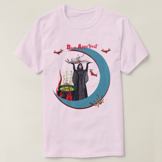 T-shirt Halloween rose pâle Lune Unisex (Design devant)