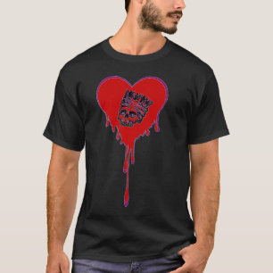 T-shirt Halloween saignant le crâne du coeur rouge