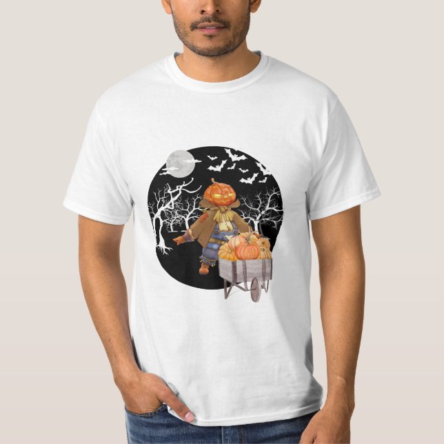 T-shirt Halloween saison design citrouille effrayant (Devant)