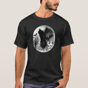 T-shirt Halloween Samhain Batcat Chat Noir Sorcière Lune C