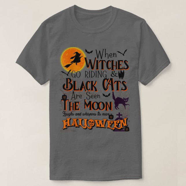 T-shirt Halloween Scary Black Cat Jackolantern Witches Bat (Design devant)