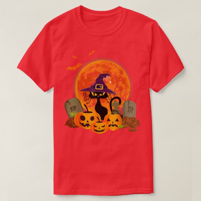 T-shirt Halloween Scary Chat noir drôle Costume d'Hallowee (Design devant)