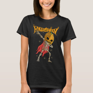 T-shirt Halloween Scary Dancing Skeleton Citrouille Happy
