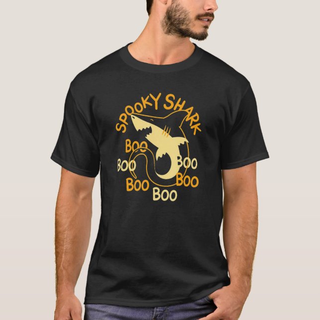 T-shirt Halloween Scary Shark Ghost Classic (Devant)