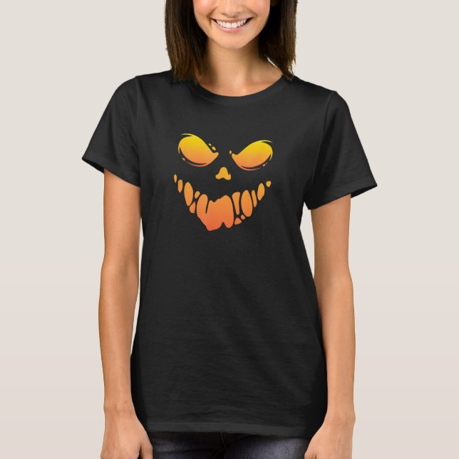T-shirt Halloween Scary Spooky Jack O Lantern Pumpkin (Devant)
