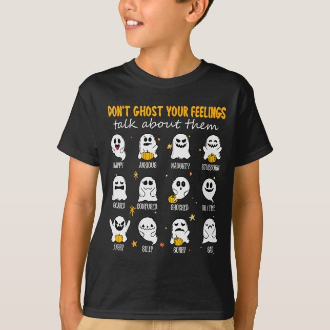 T-shirt Halloween School Counselor Don't Ghost Your Feelin (Devant)
