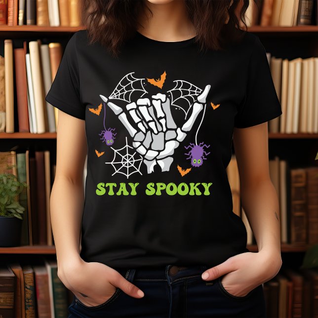 T-SHIRT HALLOWEEN SÉJOURNEZ ÉFFRAYANT SKELETON À LA MAIN (Créateur téléchargé)
