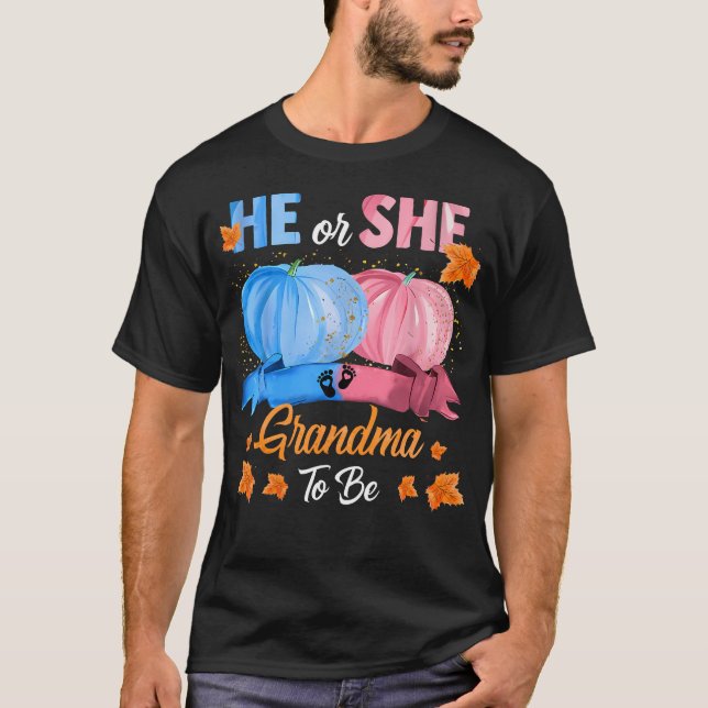 T-shirt Halloween Sexe Citrouille Révèle Lui Ou Elle Grand (Devant)
