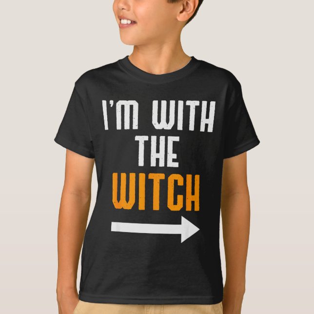 T-shirt Halloween Shirts For Men I'm With The Witch Funny  (Devant)
