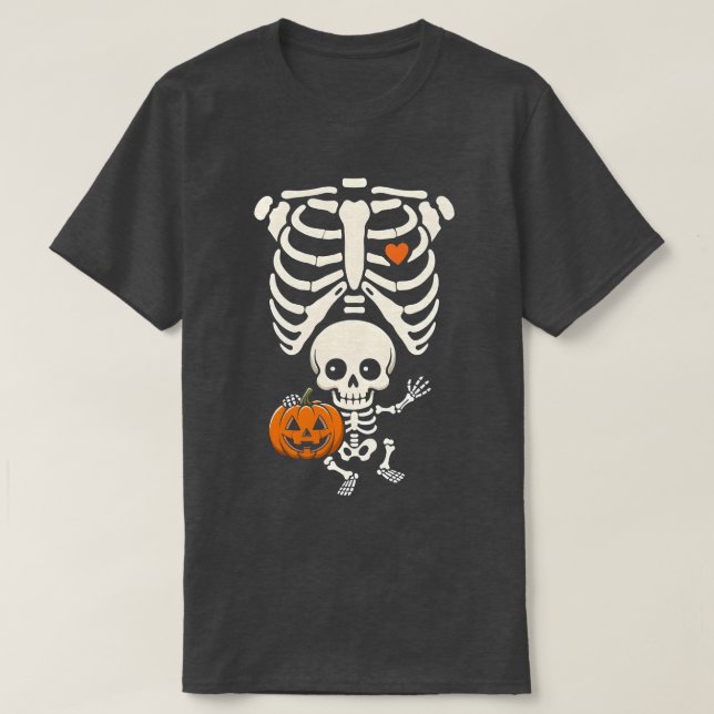 T-shirt Halloween Skeleton Baby Rib Cage Maternity Pregnan (Design devant)