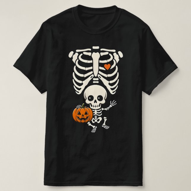 T-shirt Halloween Skeleton Baby Rib Cage Maternity Pregnan (Design devant)