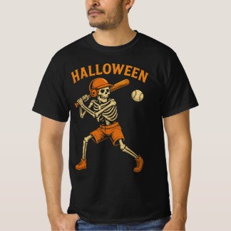 T-shirt Halloween Skeleton Baseball Tee
