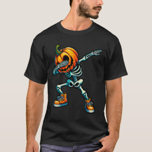 T-shirt Halloween Skeleton Boys Trick Treat Funny Citrouil