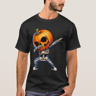 T-shirt Halloween Skeleton Boys Trick Treat Funny Citrouil