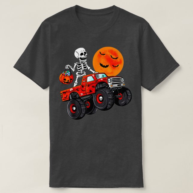 T-shirt Halloween Skeleton équitation Monster Truck 1 (Design devant)
