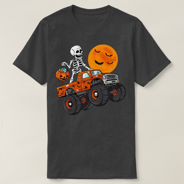 T-shirt Halloween Skeleton équitation Monster Truck Toddle (Design devant)