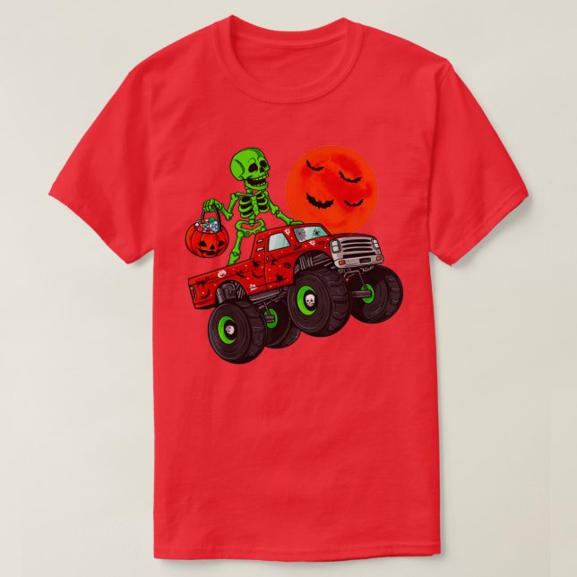 T-shirt Halloween Skeleton équitation Monster Truck Toddle (Design devant)