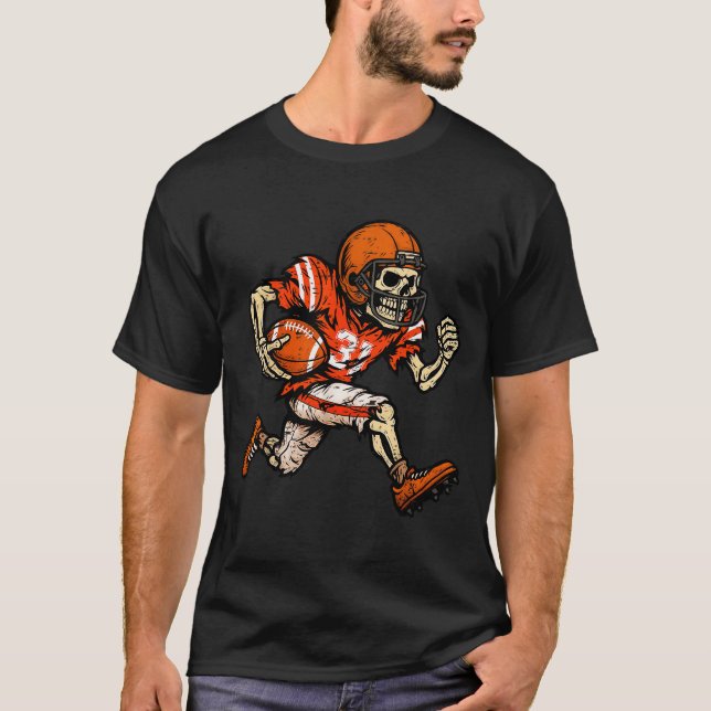 T-shirt Halloween Skeleton Football Player Soky Season Men (Devant)