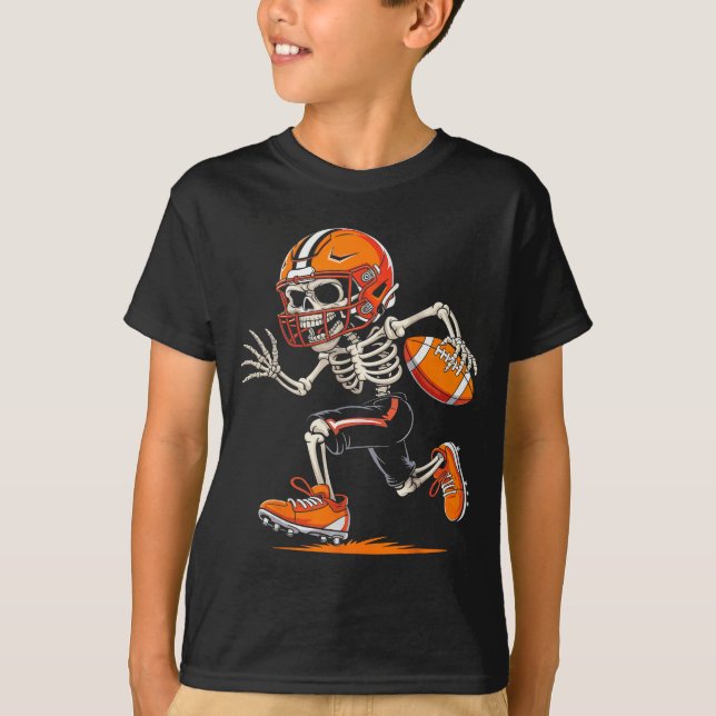 T-shirt Halloween Skeleton Funny Football Shirt For Teens  (Devant)