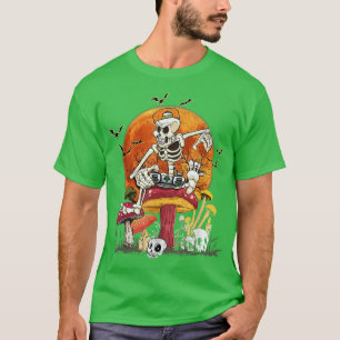 T-shirt Halloween Skeleton Gamer Boys Enfants Ados Jouer O