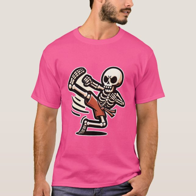 T-shirt Halloween Skeleton Kung Fu (Devant)