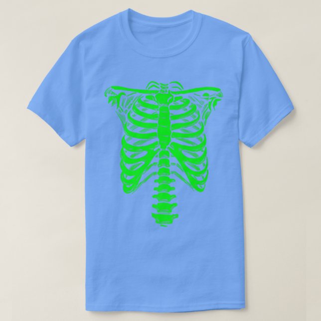 T-shirt halloween Skeleton Rib Acide caissé vert  (Design devant)