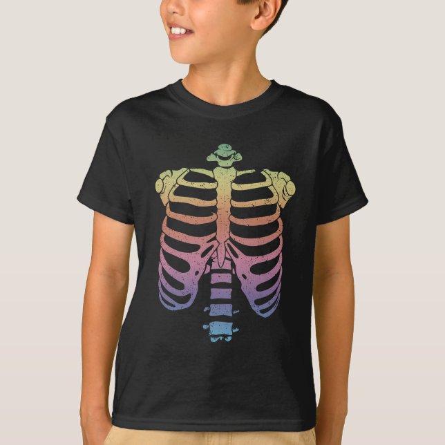 T-shirt Halloween Skeleton Rib Cage Zombie Costume Tee (Devant)