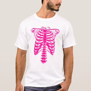T-shirt halloween Skeleton Rib Casse rose
