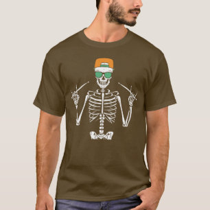 T-shirt Halloween Skeleton Rock Main Jouer des tambours Ho