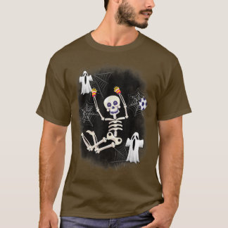 T-shirt Halloween Skeleton Soccer Player Goalkeeper Ball T