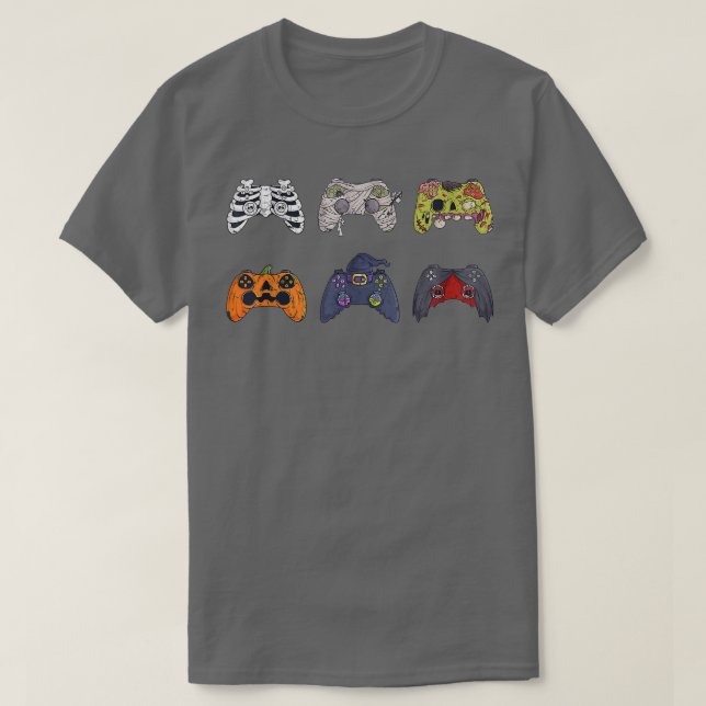T-shirt Halloween Skeleton Zombie Gaming Controllers Mummy (Design devant)