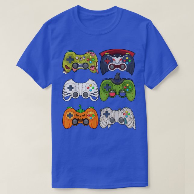 T-shirt Halloween Skeleton Zombie Gaming Controllers Mummy (Design devant)
