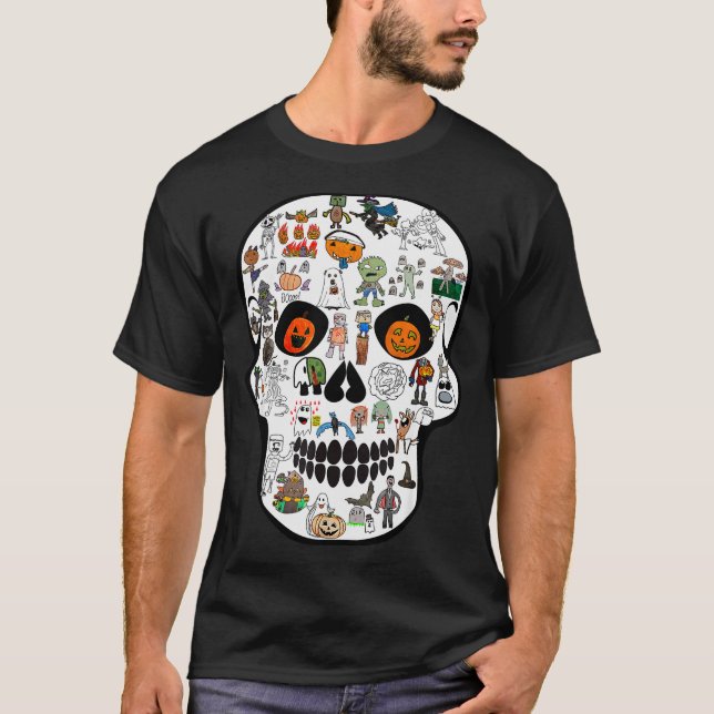 T-shirt Halloween Skull 2025  (Devant)