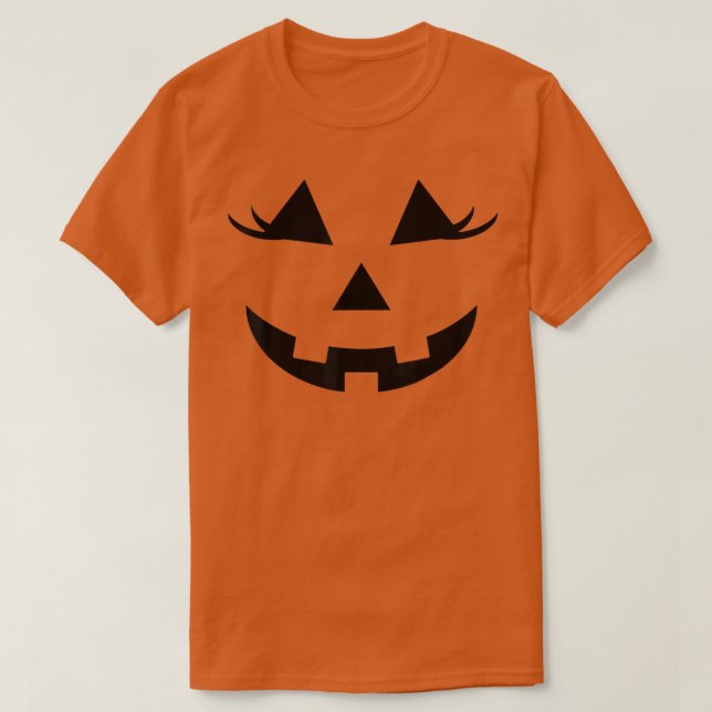 T-shirt Halloween Smiling Citrouille JackoLantern Eyelashe (Design devant)