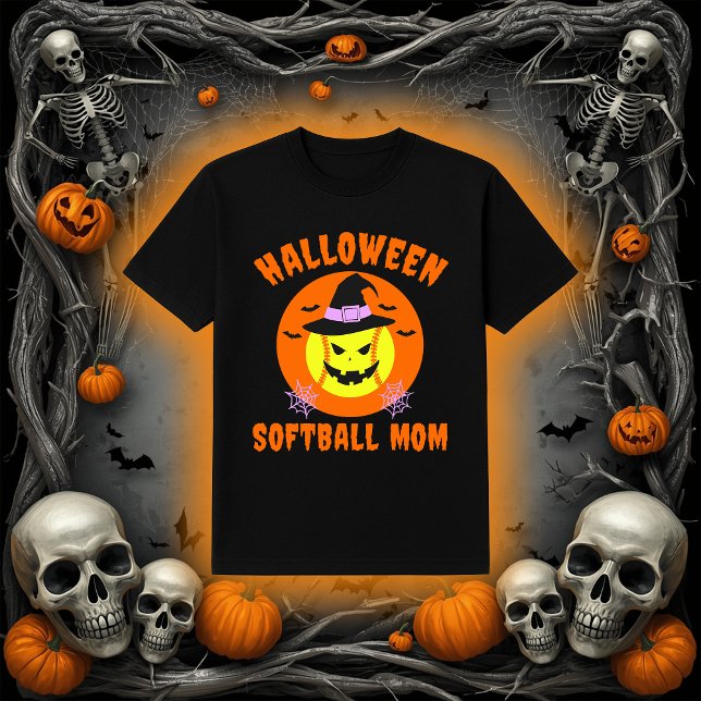 T-shirt Halloween Softball Maman | Boule éffrayante sorciè (Créateur téléchargé)