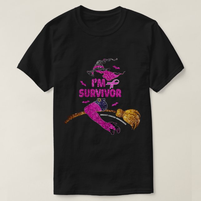 T-shirt Halloween sorcière cancer du sein Survivor Filles  (Design devant)