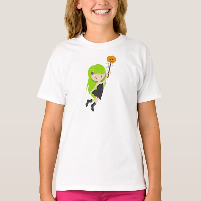 T-shirt Halloween, Sorcière, Citrouille, Trick Ou Traite,  (Devant)