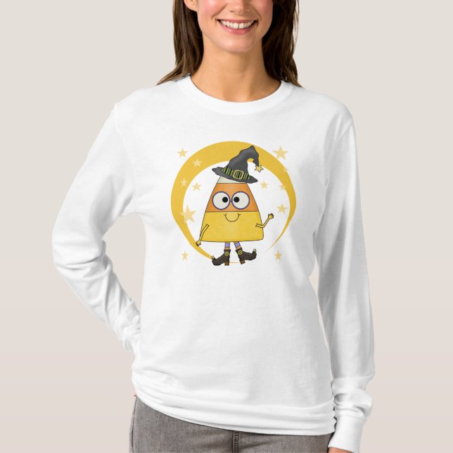 T-shirt Halloween sorcière de maïs de bonbons (Devant)