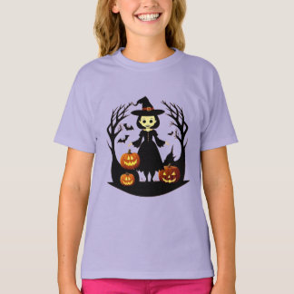 T-shirt Halloween Sorcière Fantaisiste Citrouilles Chauves