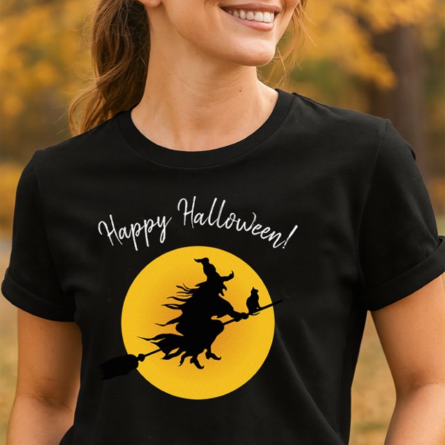 T-shirt Halloween Sorcière Volante (Flying Witch Silhouette Shirt for Halloween)