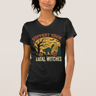 T-shirt Halloween Soutenez Vos Sorcières Locales Chat Noir