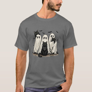 T-shirt Halloween Spooky Ghost Black Cat